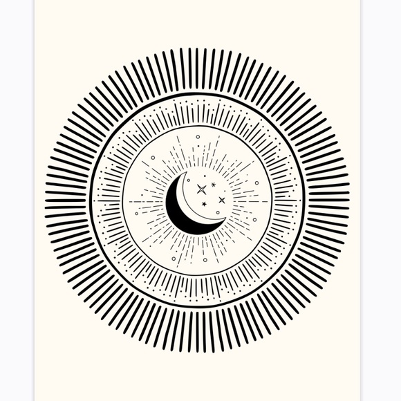 Minimalist boho moon & sun illustration art print - Picture 3 of 5